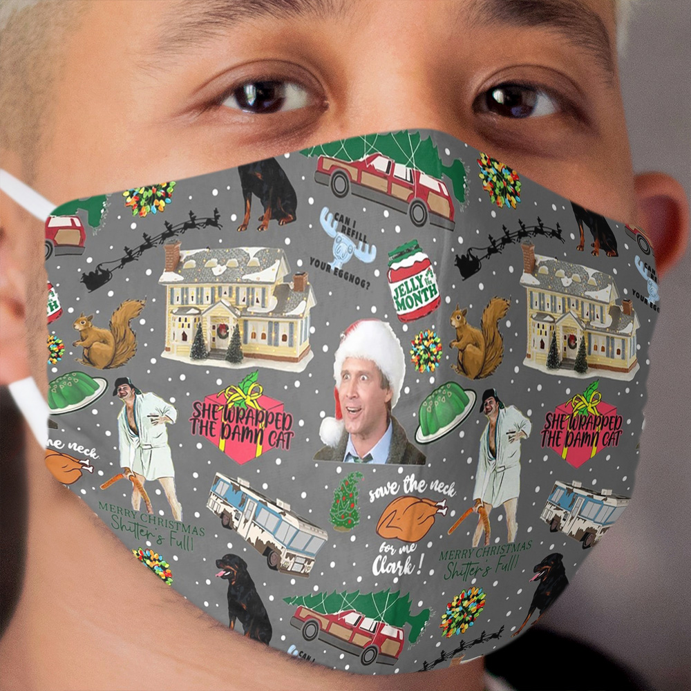 National Lampoons Christmas Vacation Cloth Face Mask Chief Tshirt