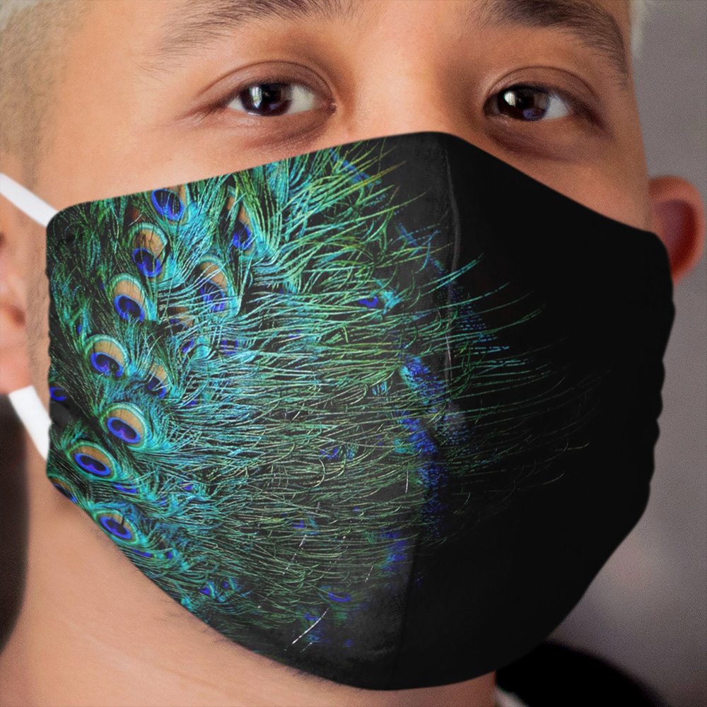Peacock Feather Cloth Face Mask Chief Tshirt