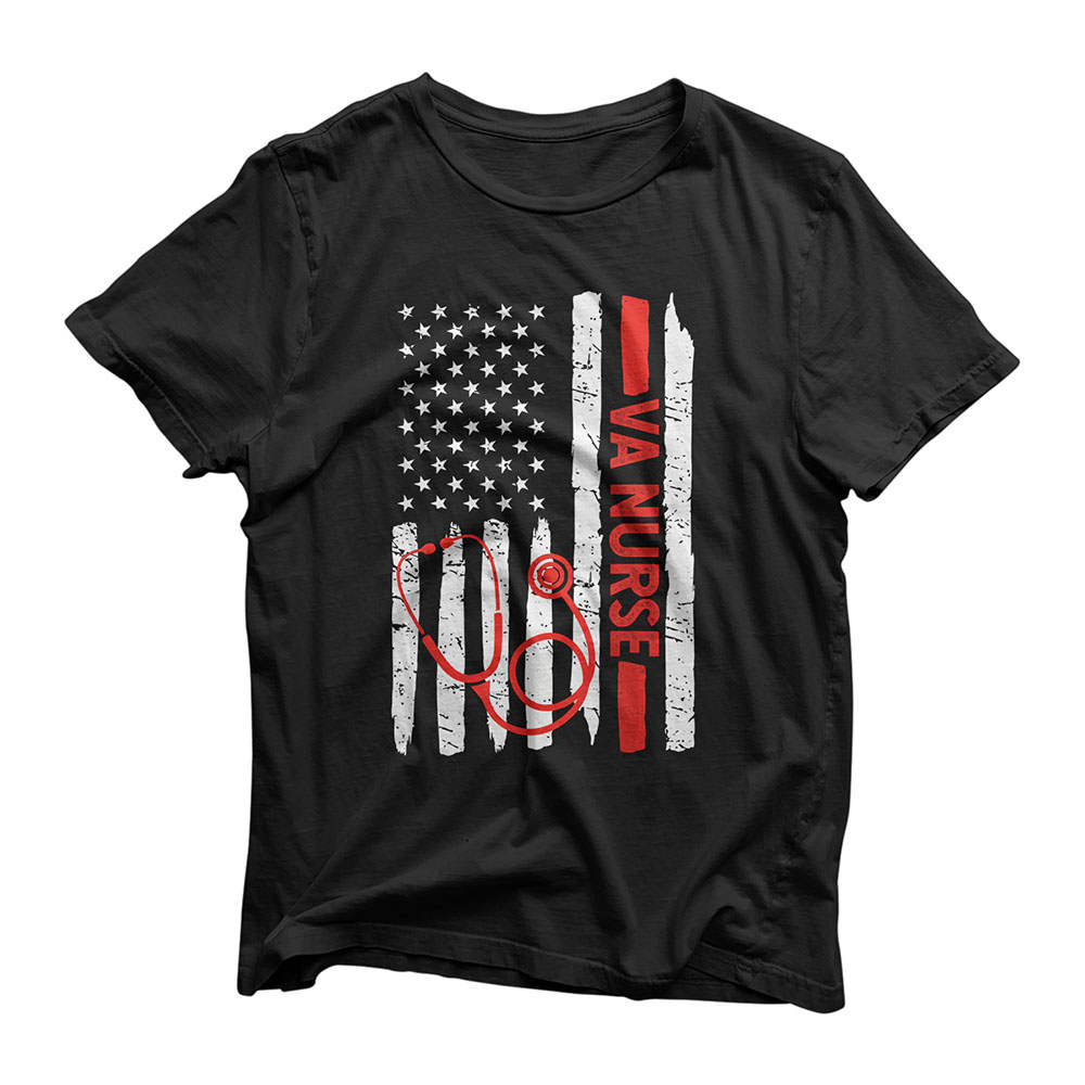 American VA Nurse Stethoscope Cool Black History Month Gift T-Shirt