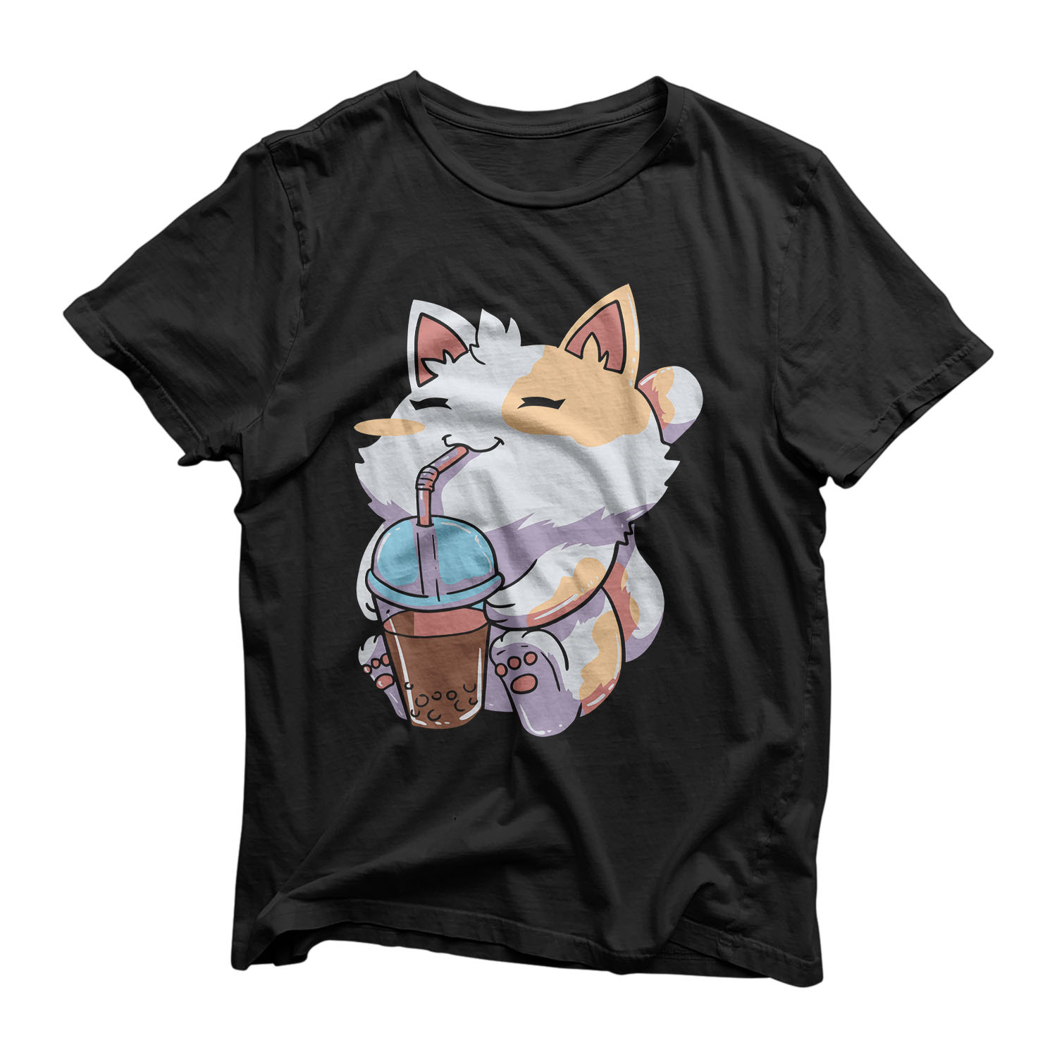 Anime Cat Boba Bubble Tea Kawaii Neko T-Shirt