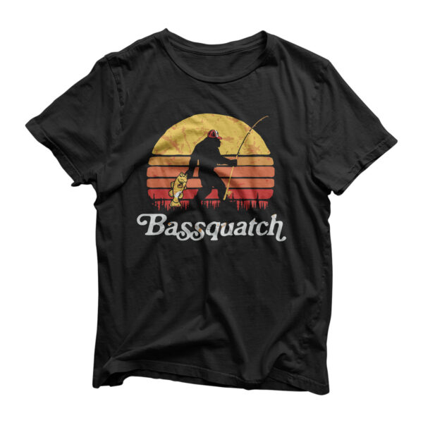 Bassquatch! Funny Bigfoot Fishing Outdoor Retro T-Shirt