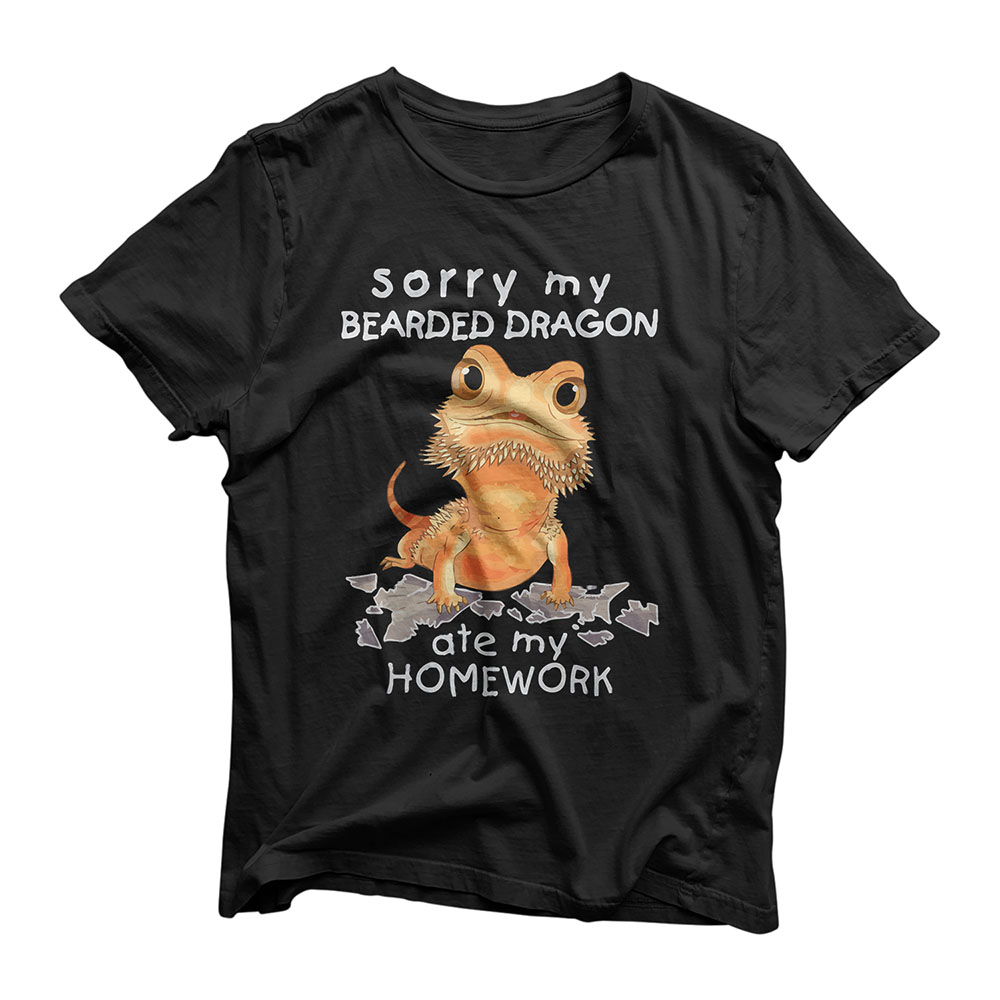 Bearded Dragon Cute Lizard Gift Beardie Ate My Homework T-Shirt