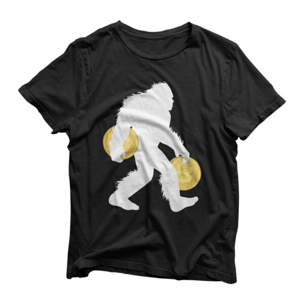Bigfoot Holding Bitcoin Sasquatch With Crypto Currency T-Shirt