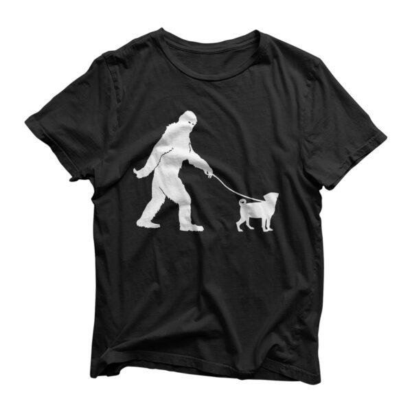 Bigfoot Sasquatch Walking Pug Dog Lovers Gift T-shirt