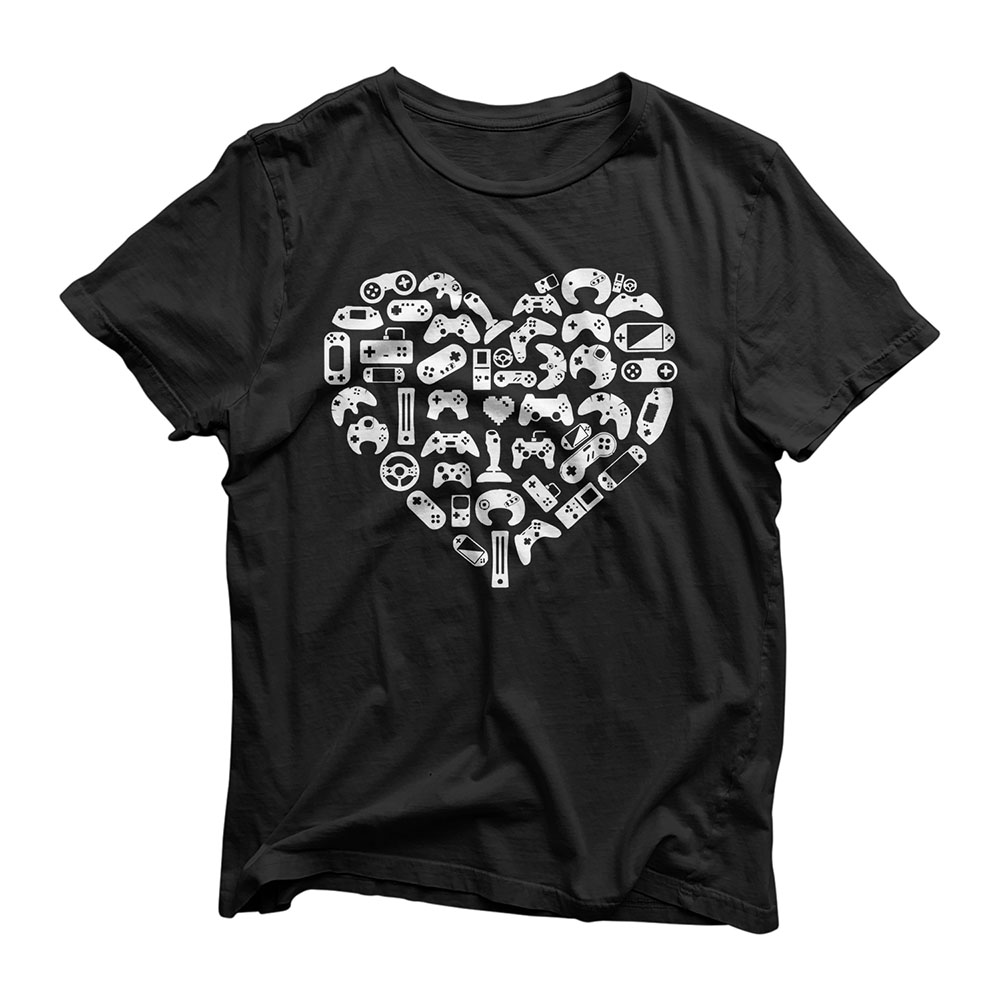 Boys Gamer Gift - Game Heart Valentines Day Lover Men Kids T-Shirt