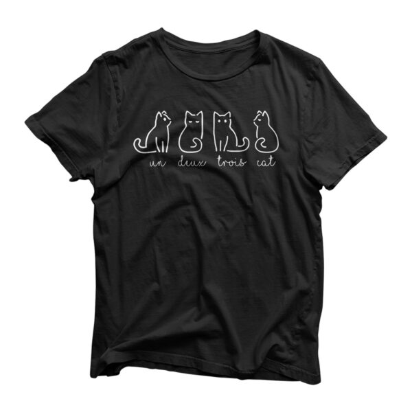 Cute Abstract Un Deux Trois Cat French Kitty T-Shirt