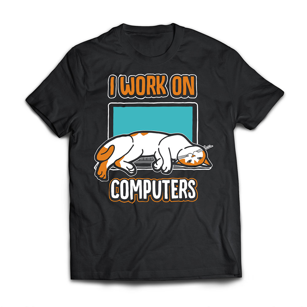 Funny Cats and Computers Halloween Kitty for pet lovers T-Shirt