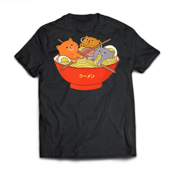 Kawaii Anime Cat Shirt Japanese Ramen Noodles Gift TShirt T-Shirt