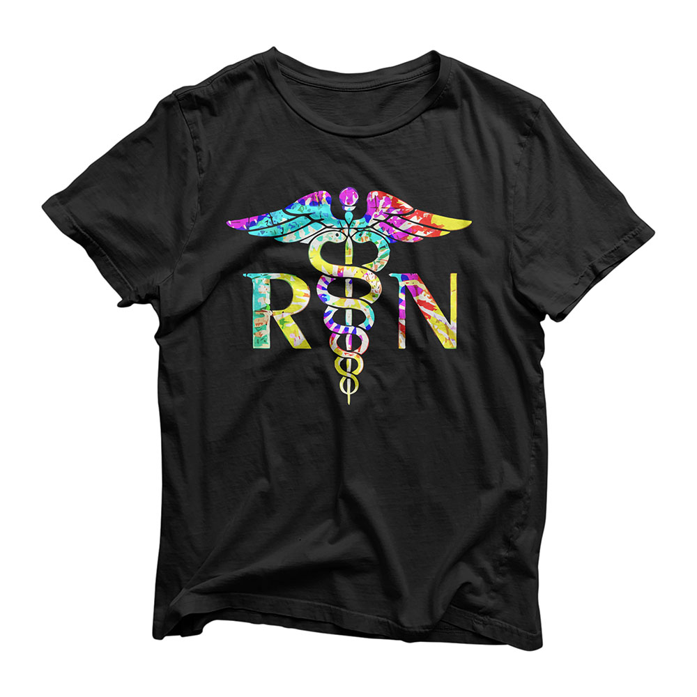 Lovely RN Registered Nurse Tie Dye T-Shirt