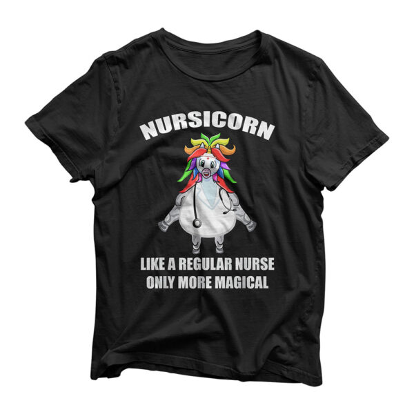 Medical Scrub Top Nurse's Hat Wearing Unicorn Nursicorn Gift T-Shirt
