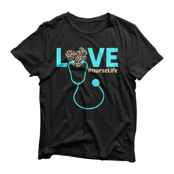 Nurse Life Gifts RN LPN CNA Healthcare Cheetah Heart Leopard T-Shirt