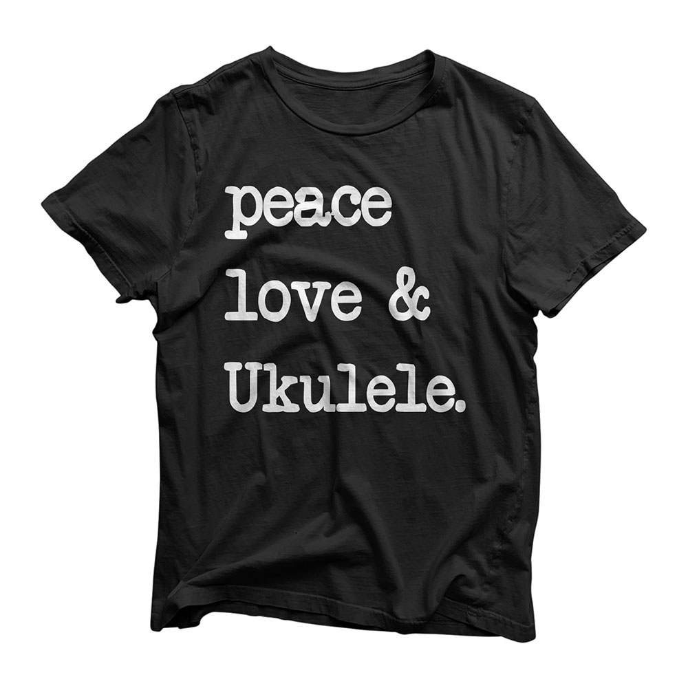 Peace Love & Ukulele Tshirt Hawaiian Ukelele Guitar Uke Gift T-Shirt