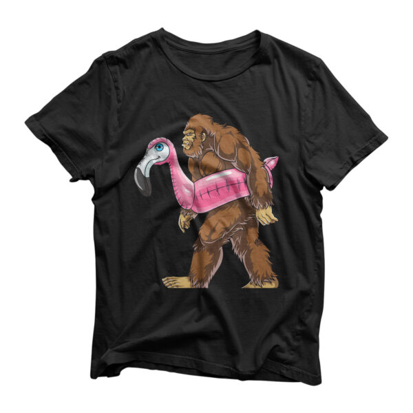 Pool Party Bigfoot Flamingo T shirt Sasquatch Pink Float Tee T-Shirt