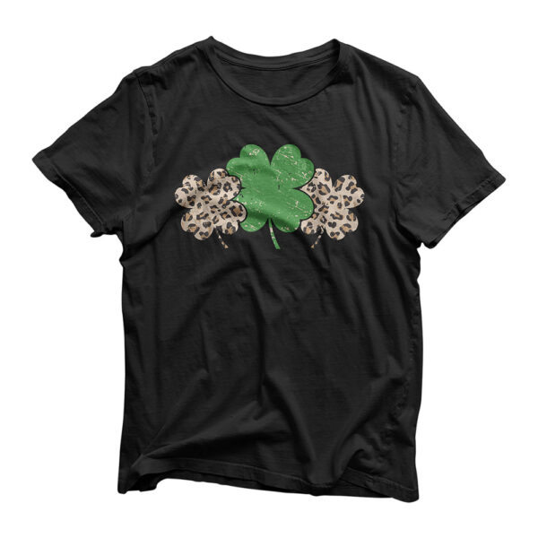 St. Patrick's Day Cute Distressed vintage Leopard Shamrock T-Shirt