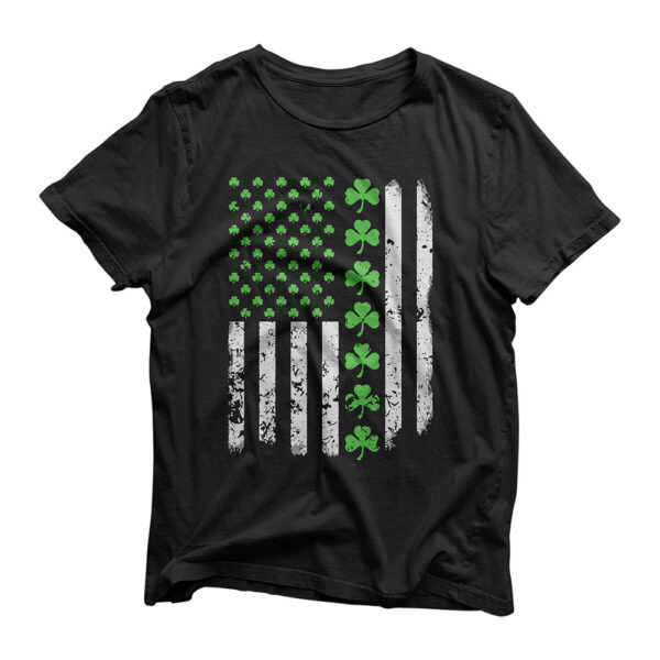 Vintage America-n US-A Flag, Shamrock Green-Clover Boy Girl T-Shirt