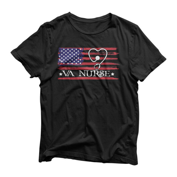 Womens American Flag VA Nurse Patriotic 4th of July T-Shirt
