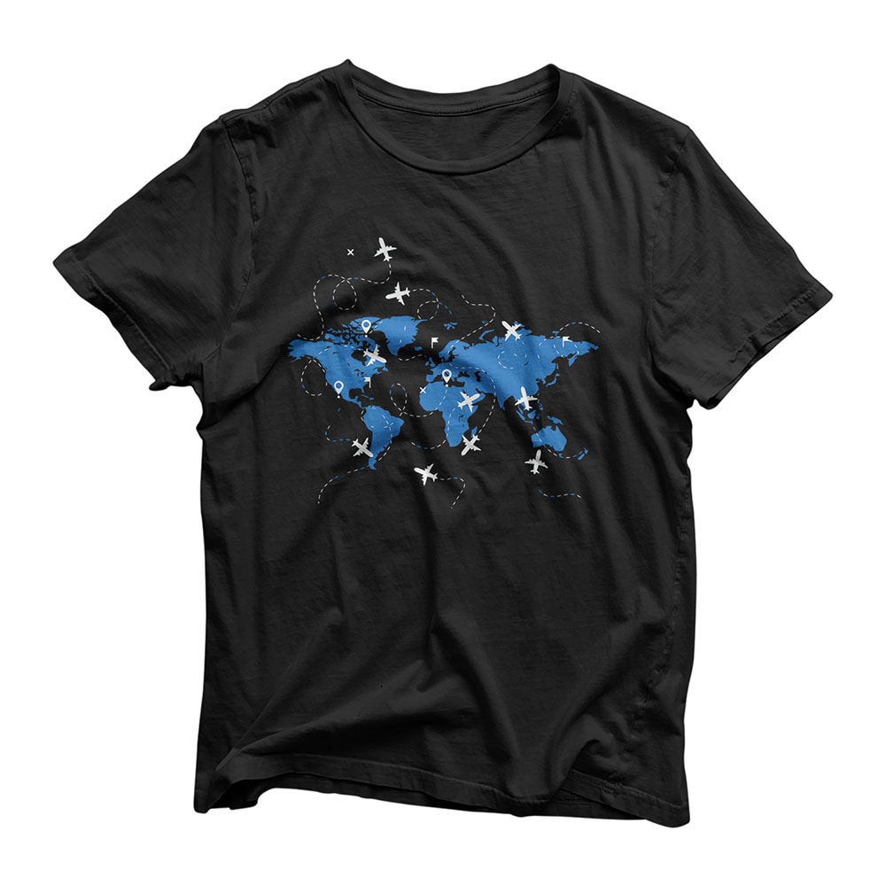 Airplane World Map Pilot Air Traffic Controller Airport Gift T-Shirt