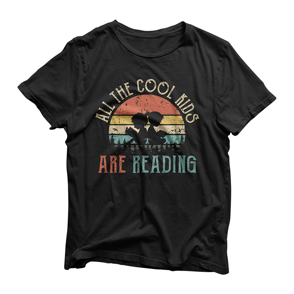 All the Cool Kids are Reading Book Vintage Reto Sunset T-Shirt