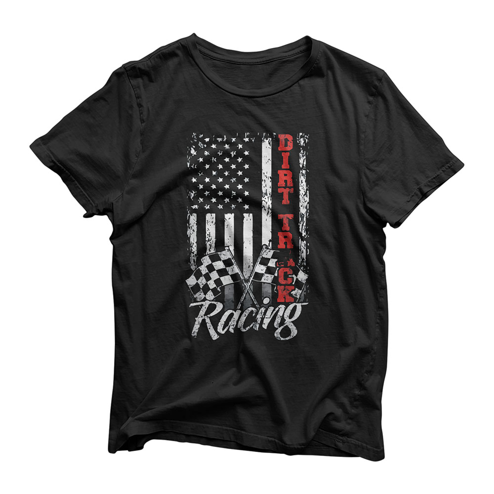 American Flag Dirt Track Racing Car Bike Driver Racer Gift T-Shirt