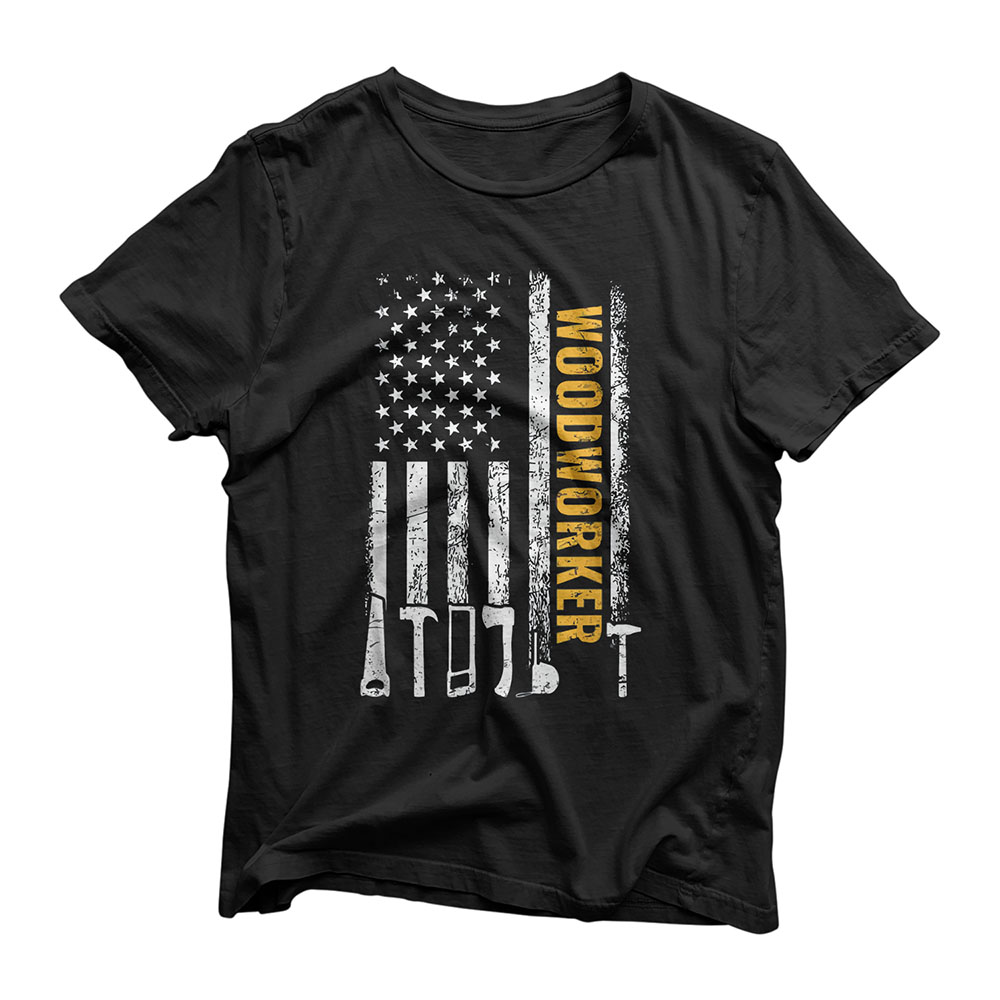 American Flag Woodworker carpenter funny woodworking T-Shirt