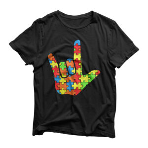 ASL Love Sign Language Autism Gift Awareness Support T-Shirt