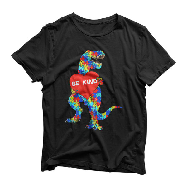 Autism Awareness Dinosaur Be Kind Puzzle T-Shirt
