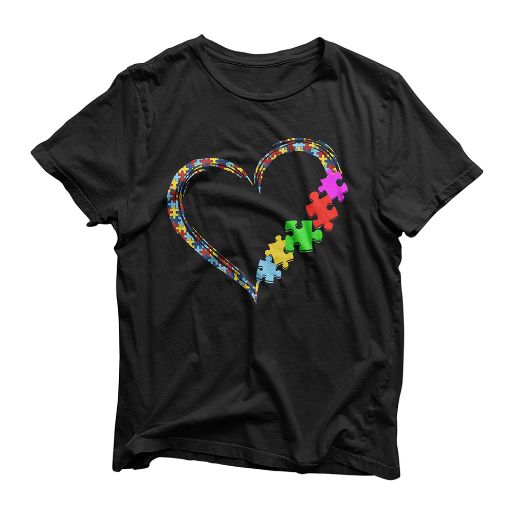 Autism Awareness Love Heart Puzzle Piece Valentines Day Gift T-Shirt