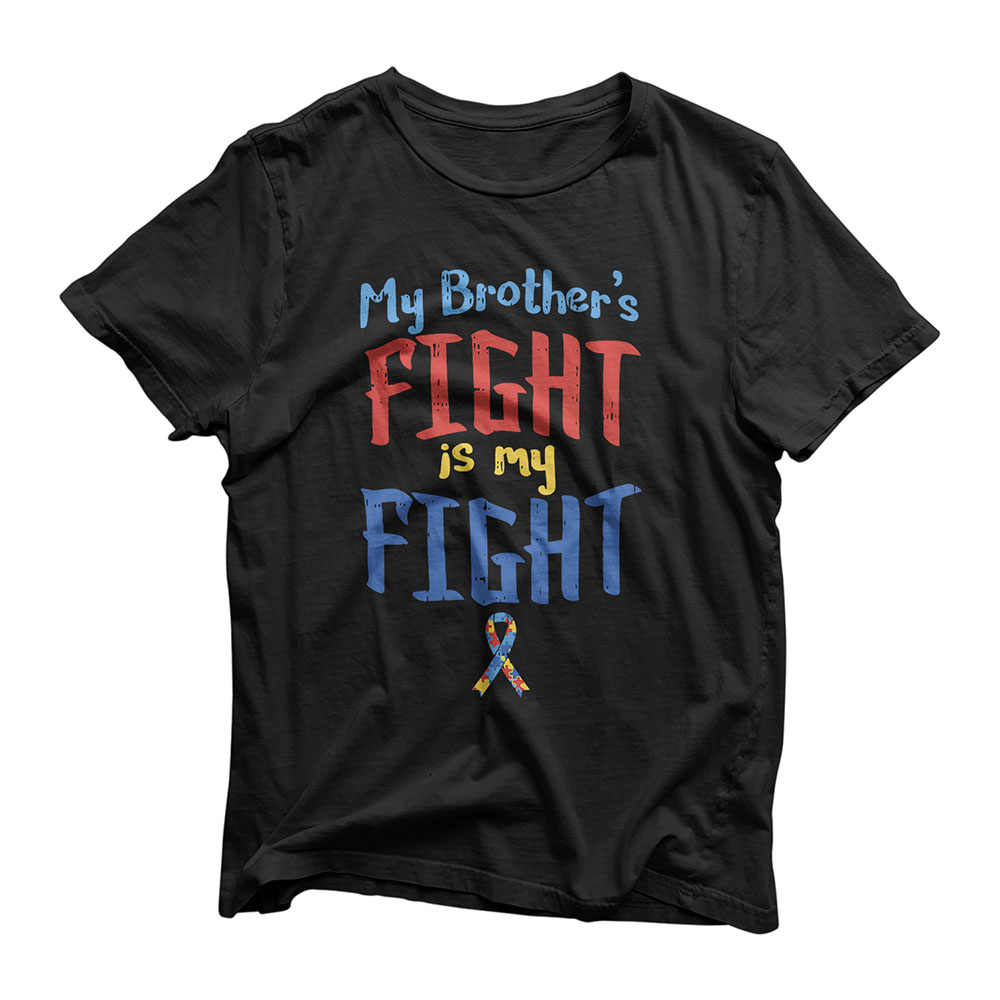 Autism Awareness Shirt Ribbon My Brothers Fight Boys Girls T-Shirt