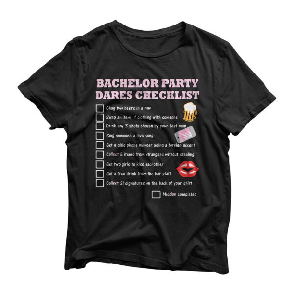 Bachelor Party Funny Test of Courage Checklist T-Shirt