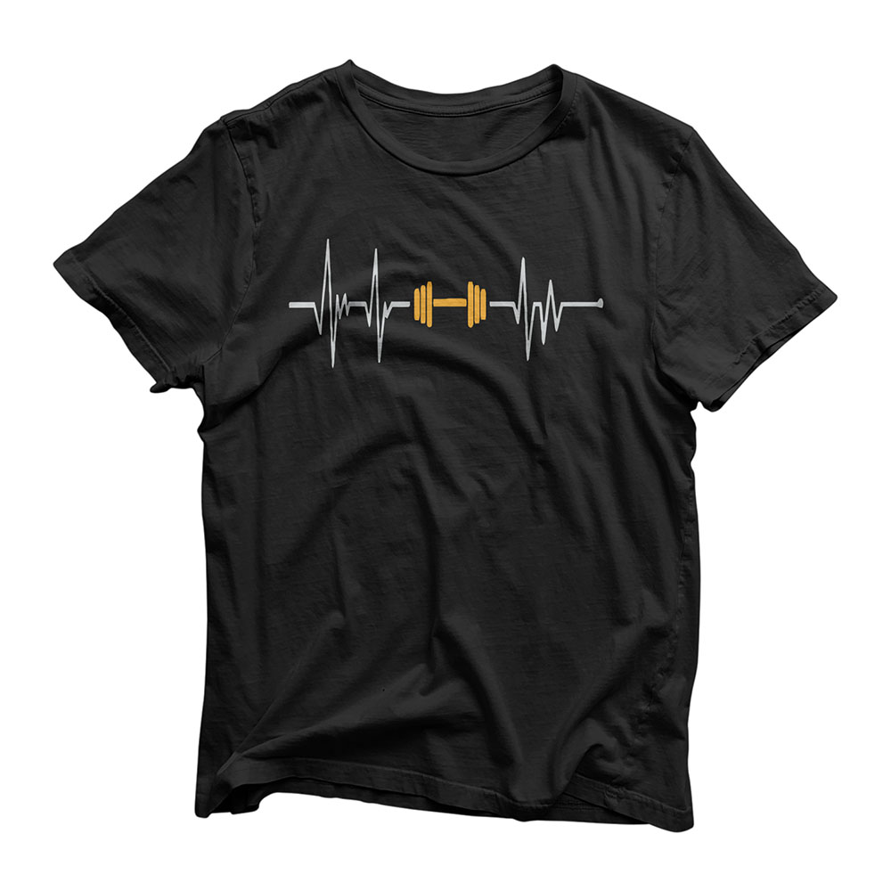 Barbell Weightlifting Heartbeat Shirt - Bodybuilding T-Shirt
