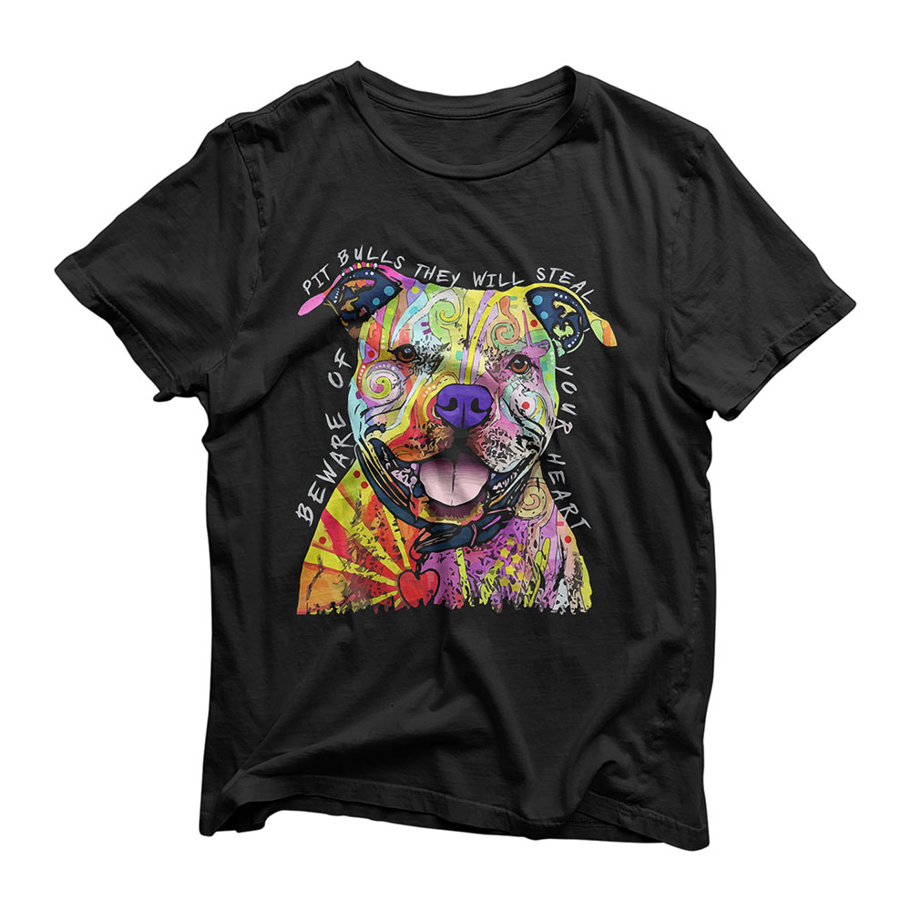 Beware of Pit Bulls, They Will Steal Your Heart Funny Dogs T-Shirt