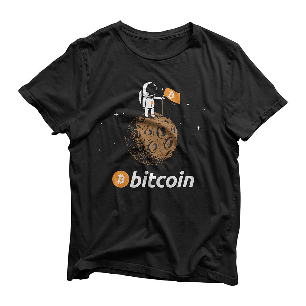 Bitcoin BTC Crypto to the Moon Shirt Featuring Astronaut T-Shirt