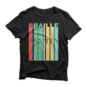 Braille Retro Colors Spell Out Braille Dots Design T-Shirt