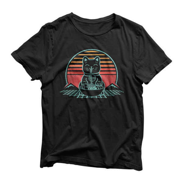 Cat Ramen Kawaii Neko Chonk Retro 80s Japan Anime Lover Gift T-Shirt