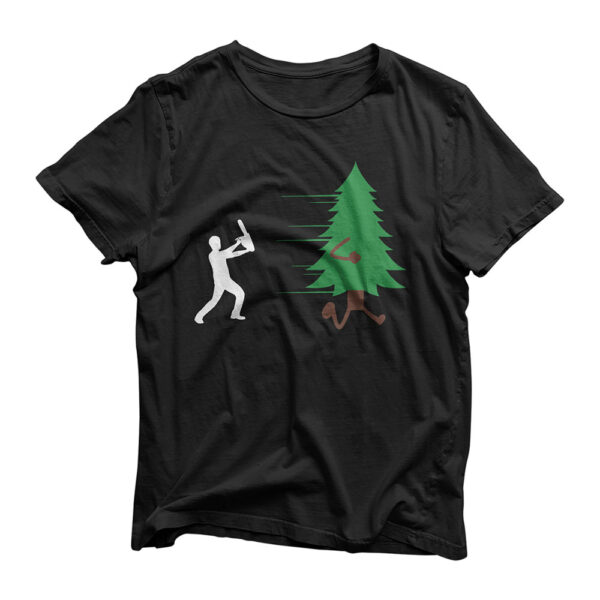 Chainsaw Man Chasing Pine Tree Arborist Saws an Evergreen T-Shirt