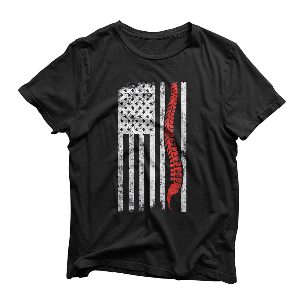 Chiropractor American Flag | Chiropractic Gift | Spinal Cord T-Shirt