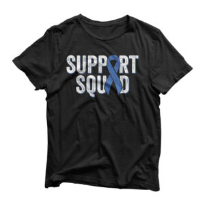 Colon Cancer Support Squad, Blue Colorectal Awareness Ribbon T-Shirt