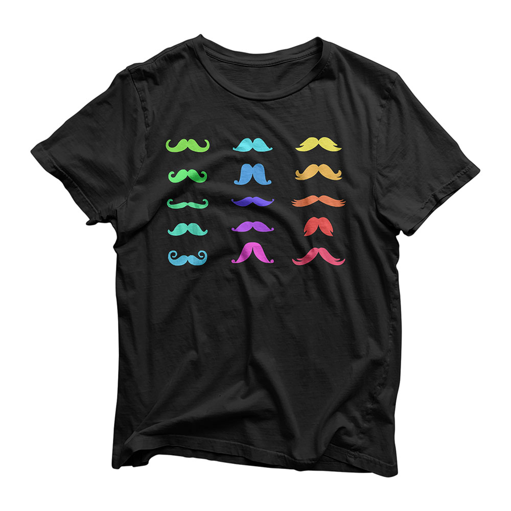 Colorful Mustache s for Girls Women Moustache T-Shirt