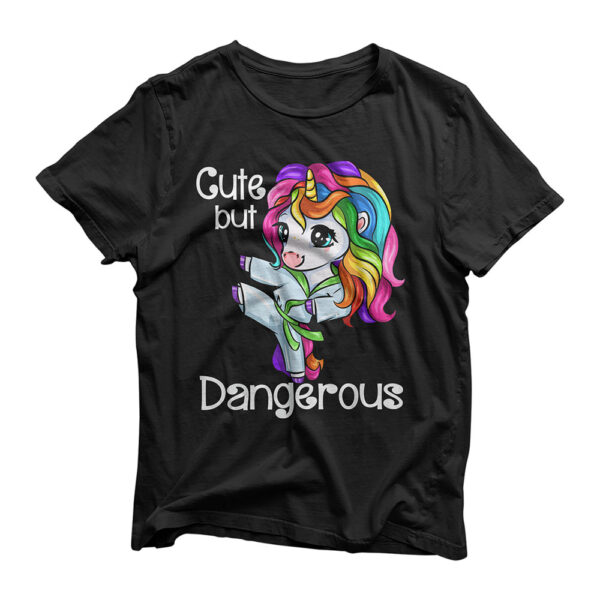 Cute But Dangerous Funny Karate Unicorn Girl T-Shirt
