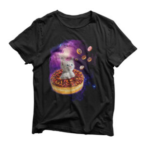 Cute Cat inside Donut in Space Boys Girl -Kitty in Space Tee T-Shirt