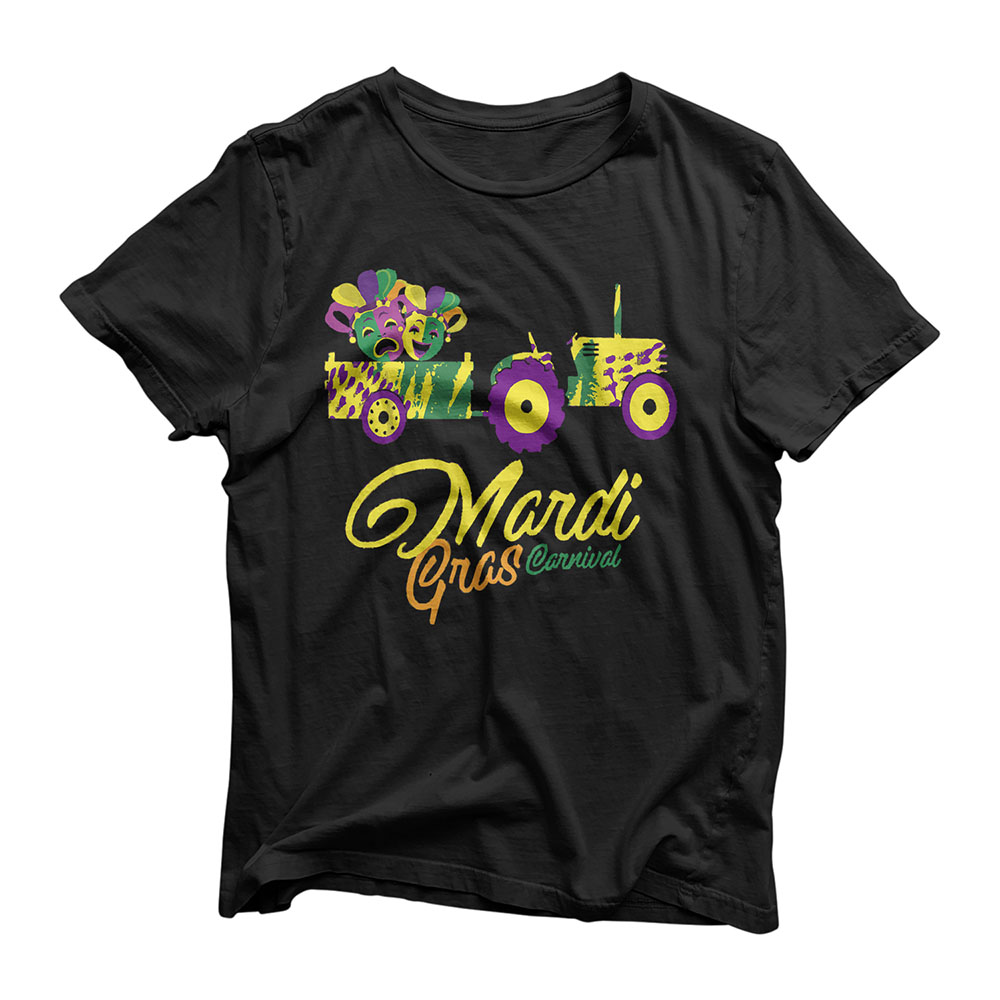 Cute Tractor Mardi Gras Carnival Shirt for kids boys toddler T-Shirt