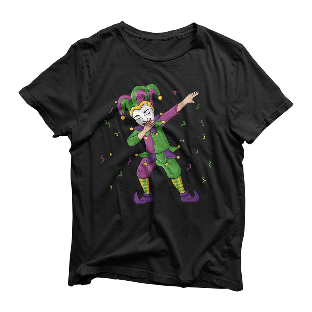 Dabbing Joker Mardi Gras Funny Boys Girls Kids Dab T-Shirt