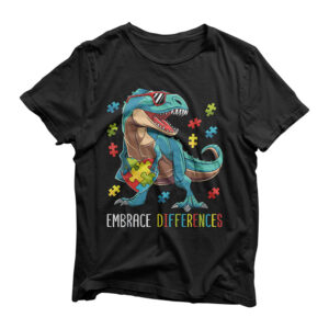 Dinosaur Puzzle Piece Autism Awareness Boys Kids Gift T-Shirt