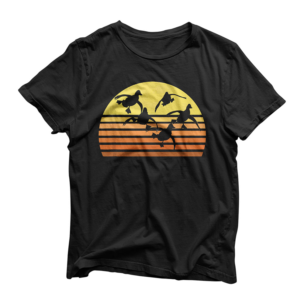 Duck Whisperer Fall Hunter Retro Sun Ducks Autumn Sky Gift T-Shirt