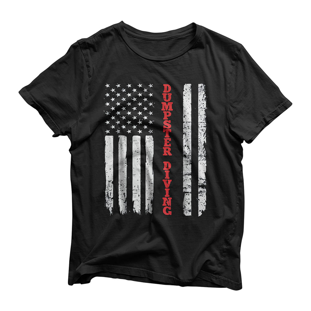 Dumpster Diving Shirt: USA American Flag Diver T-Shirt