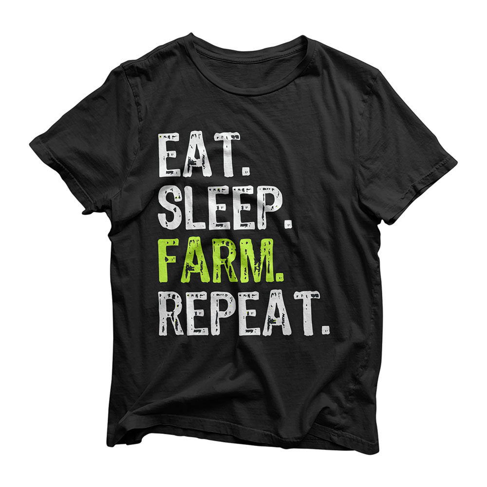Eat Sleep Farm Repeat Farmer Farming Funny Gift Christmas T-Shirt