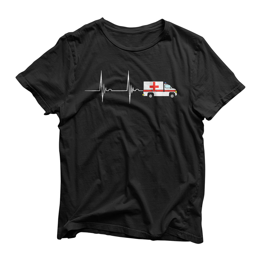 Emergency Care Ambulance Driver Services Heartbeat EKG Pulse T-Shirt