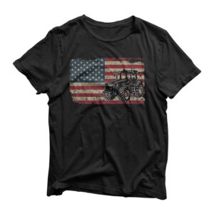 Farm Tractors USA Flag Patriotic Farming Gift T-Shirt
