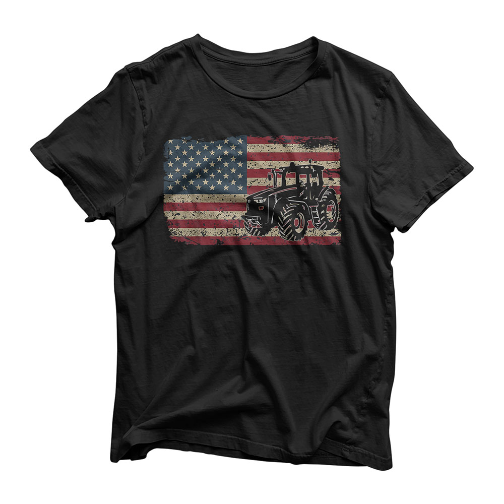 Farm Tractors USA Flag Patriotic Farming Gift T-Shirt