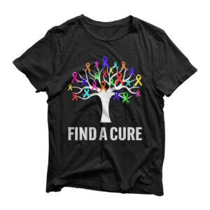 Find A Cure Rainbow Ribbons For Cancer T-Shirt
